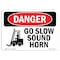 Signmission OSHA Danger, 18" Width, Rigid Plastic, 18" W, 24" L, Landscape, Go Slow Sound Horn OS-DS-P-1824-L-1283 - alternate 1